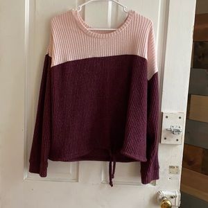 Maroon and pink long sleeve sweater.  Size XL